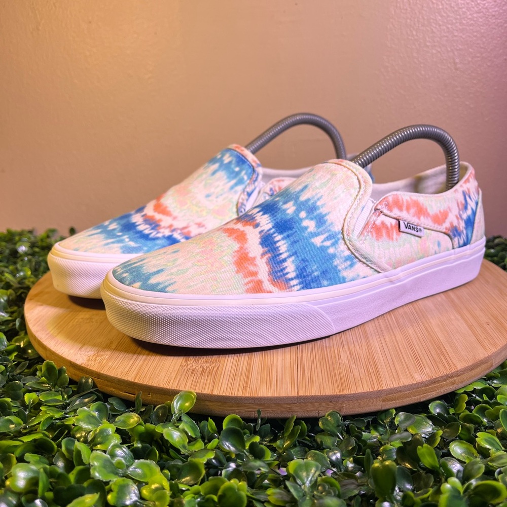 🔥 VANS ASHER PSYCHEDELIC SLIP-ON TIE DYE CANVAS SKATEBOARDING SHOES WOMENS SZ 10 - Picture 2 of 9